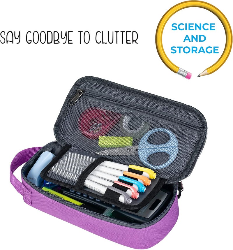 ECHSRT Large Pencil Case, Aesthetic Pen Pouch with Big Capacity, Minimalist Portable Stationery Bag with Handle for Office Organizer Aesthetic Pencil Cases - Image 3