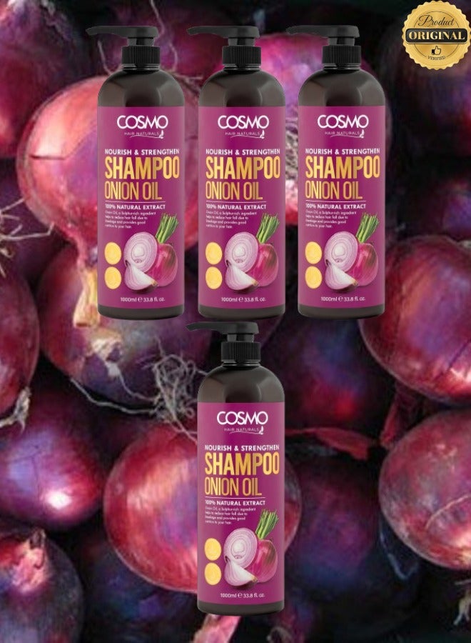 COSMO 4 Pieces Nourish And Strengthen Shampoo Onion Oil 1000ML  - Image 1