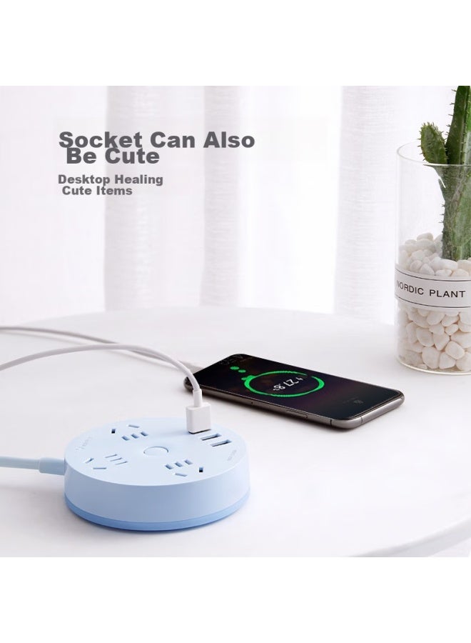 Bull Power Strip/extension Cord/power Bar/power Strip/power Strip, Round Socket, 3 Usb Ports + 3-g Master Switch, 1.8 Meters, Sky Blue, Gn-r203u - Image 3