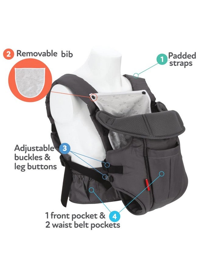 نوبي حاملة أطفال فاخرة من نوبي: من حديثي الولادة إلى الأطفال الصغار مع دعم قطني، تتسع لوزن من 7.7 إلى 32.8 رطل (3.5 إلى 14.9 كجم) | نسيج شبكي خفيف الوزن وجيد التهوية | عضاضة إضافية | مريلة لعاب قابلة للإزالة | اللون: رمادي - Image 2