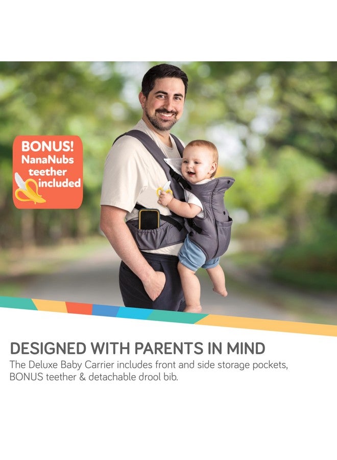 نوبي حاملة أطفال فاخرة من نوبي: من حديثي الولادة إلى الأطفال الصغار مع دعم قطني، تتسع لوزن من 7.7 إلى 32.8 رطل (3.5 إلى 14.9 كجم) | نسيج شبكي خفيف الوزن وجيد التهوية | عضاضة إضافية | مريلة لعاب قابلة للإزالة | اللون: رمادي - Image 4