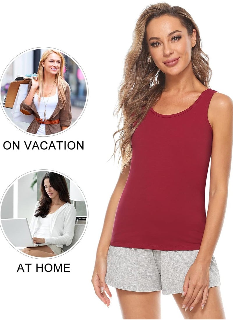 Mesery Bundle Of (3) Tank Tops For Women Built In Bra Shelf Bra Tanks Layering Undershirts  - Image 2