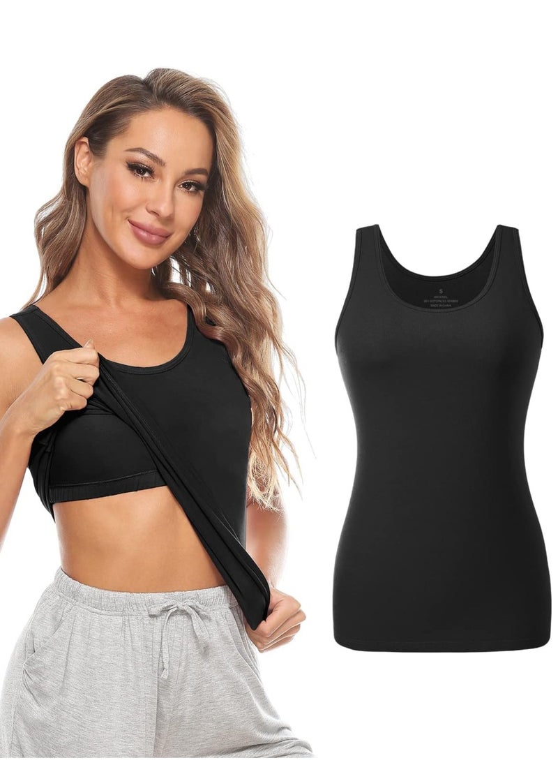 Mesery Bundle Of (3) Tank Tops For Women Built In Bra Shelf Bra Tanks Layering Undershirts  - Image 5