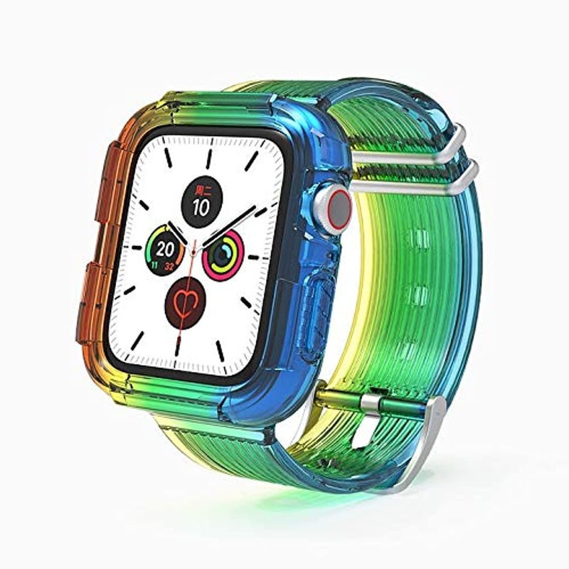 Ahastyle Rainbow TPU Watch Band Compatible with Apple Watch 42/44mm, Stylish Comfortable Adjustable Sport Replacement Strap – Rainbow Edition - Image 2