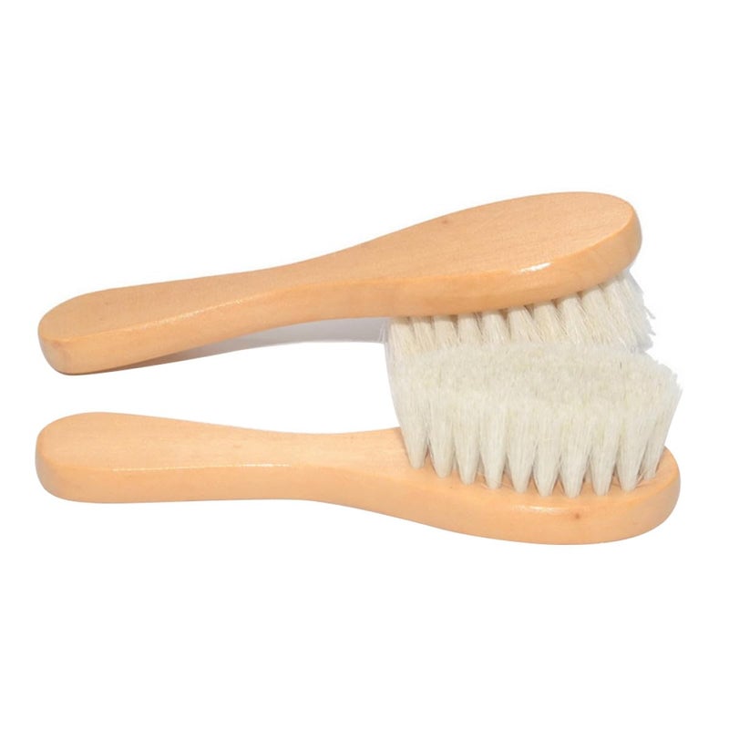 Natural Goat Hair Bath Brush and Wooden Comb Set for Scalp Massage and Body Care - Image 2