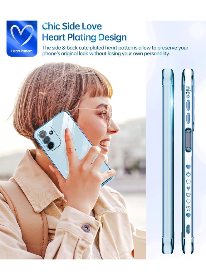 جراب Samsung A17 5G للنساء والفتيات، جراب فاخر مقاوم للصدمات بتصميم قلب الحب مع 4 زوايا لهاتف Samsung Galaxy A17، أزرق - Image 5