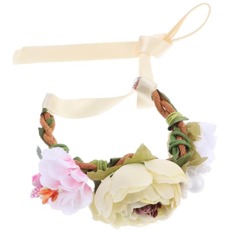 Essy Pet Flower Headband Crown Wreath Hair Accessory 12.99 Inch Sweet Elegant Floral Garland For Cats Dogs Party Special Events - Image 2