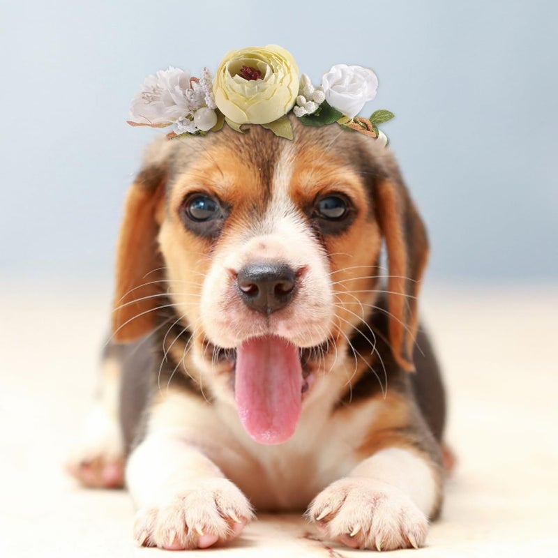 Essy Pet Flower Headband Crown Wreath Hair Accessory 12.99 Inch Sweet Elegant Floral Garland For Cats Dogs Party Special Events - Image 4