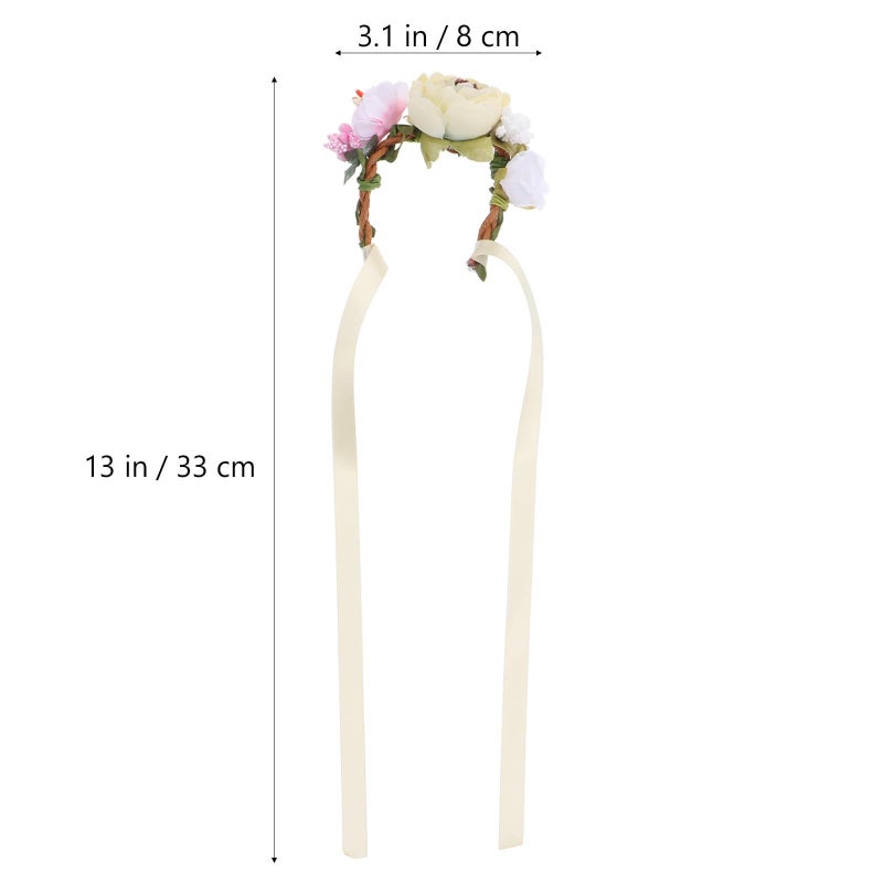 Essy Pet Flower Headband Crown Wreath Hair Accessory 12.99 Inch Sweet Elegant Floral Garland For Cats Dogs Party Special Events - Image 3