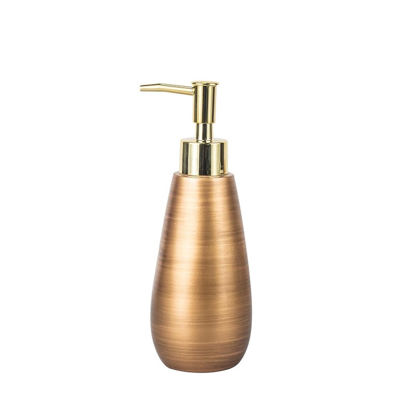 Urbane Home Urbane Home Premium Polyresin 5pcs Bathroom Accessories Set Moisture Resistant Kitchen Bathroom Use Soap DispenserCotton Swab BoxSoap DishTowel TrayAmenity Box Brown  - Image 2