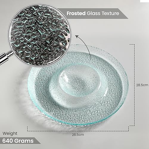 Red Butler Designer Glass Serving Platter Set of 1 Pieces | Beautiful Round Chip and Dip Glass Serving Platter for Dinnerware, Crockery and Dining - Image 3