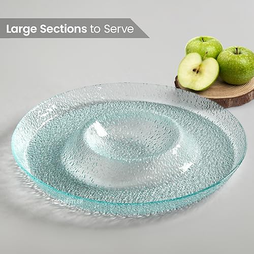 Red Butler Designer Glass Serving Platter Set of 1 Pieces | Beautiful Round Chip and Dip Glass Serving Platter for Dinnerware, Crockery and Dining - Image 2