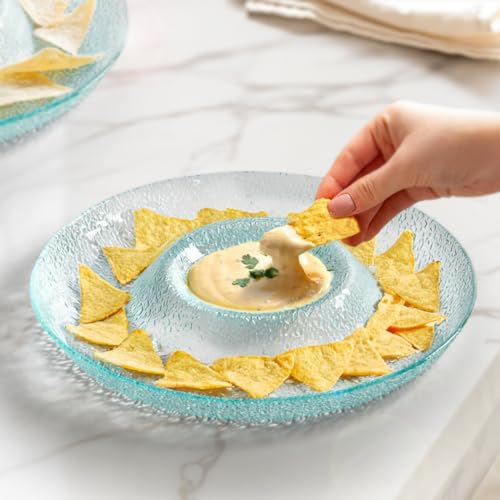 Red Butler Designer Glass Serving Platter Set of 1 Pieces | Beautiful Round Chip and Dip Glass Serving Platter for Dinnerware, Crockery and Dining - Image 1