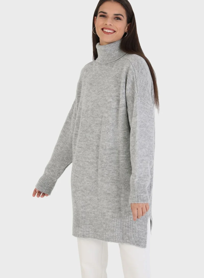 Refka by modanisa Turtle Neck Knitted Tunic