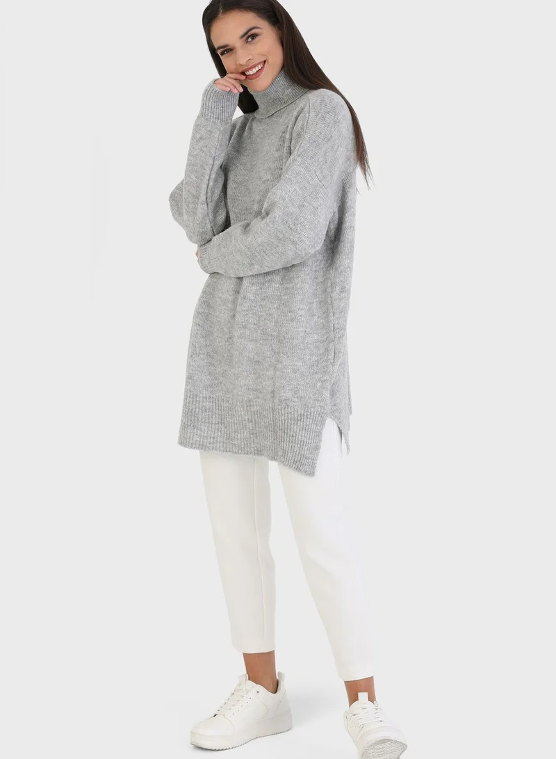 Refka by modanisa Turtle Neck Knitted Tunic