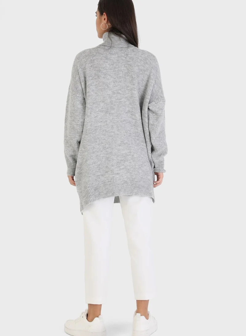 Refka by modanisa Turtle Neck Knitted Tunic