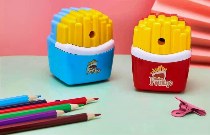 TEMSON TEMSON Sharpener for Kids - French Fries Pencil Sharpener for Kids Boys & Girls School Kit and Office Stationary Items, Table Sharpener Machine, Birthday Return Gift (LH 0053) (Red)