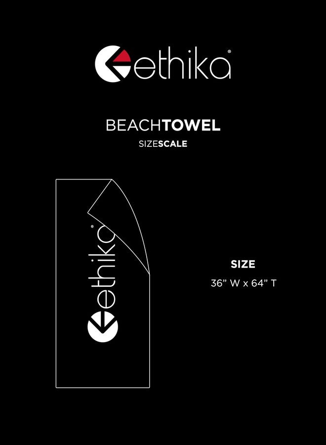 Ethika Beach Towel, Oversized 36” x 64”, Absorbent Cotton Terry Fabric, Soft & Durable 100% Cotton, Lifestyle Travel & Pool Essential (Black) - Image 4