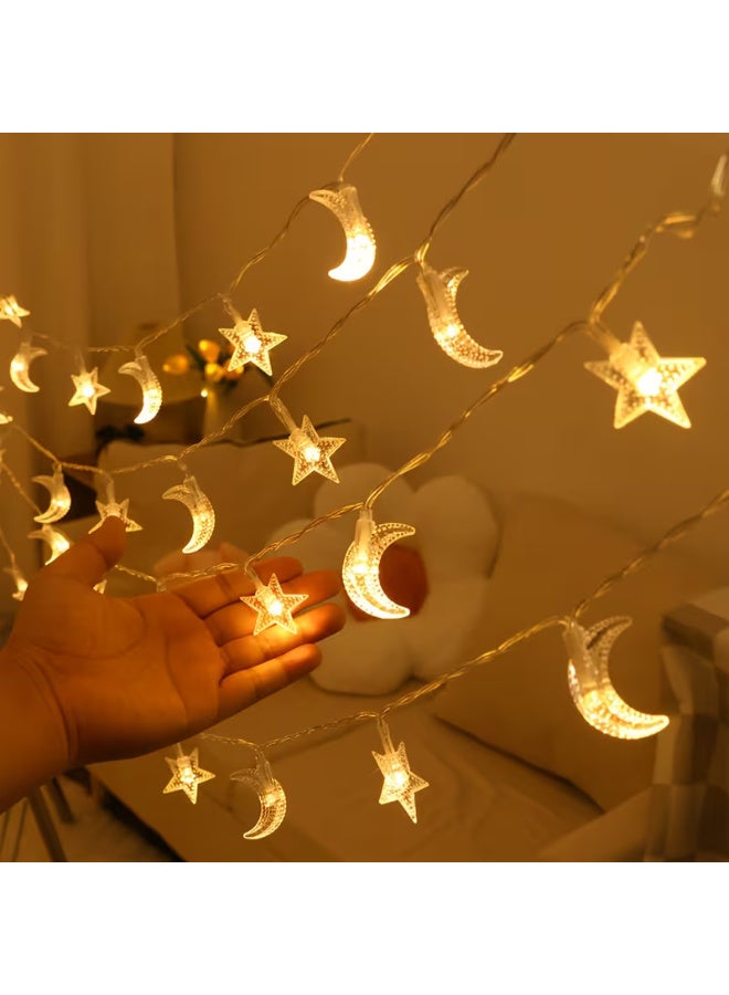 Arabash 1pc 20LED, 3M, Star String Lights, Moon Lights, Star and Moon String Lights, Hanging, Suitable for Room, Bedroom, Living Room, Wedding, Party, Gift, Ramadan Decorations, Spring Decorations, Wall Decoration, Thanksgiving - Image 5