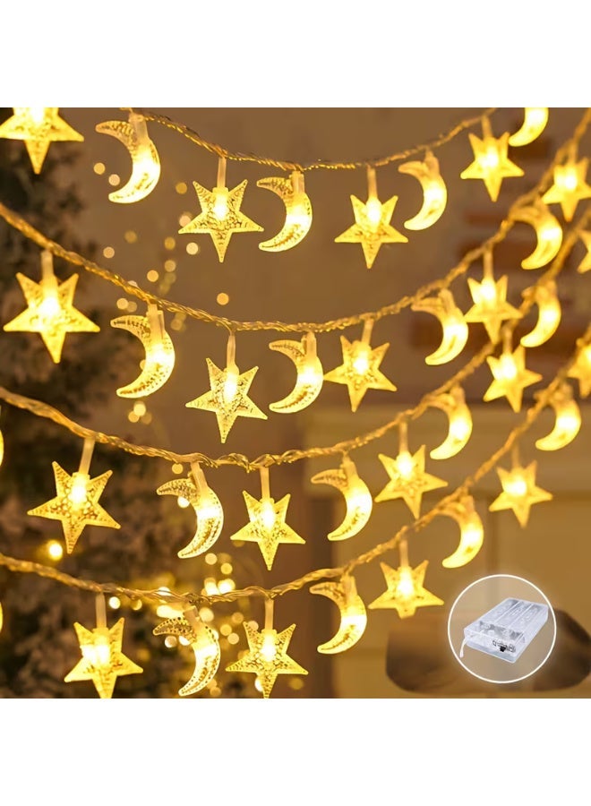 Arabash 1pc 20LED, 3M, Star String Lights, Moon Lights, Star and Moon String Lights, Hanging, Suitable for Room, Bedroom, Living Room, Wedding, Party, Gift, Ramadan Decorations, Spring Decorations, Wall Decoration, Thanksgiving - Image 3