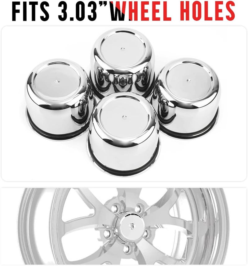 RTRHINOTUNING 4 Pack 3 Inch Wheel Center Caps - Plastic Push Thru for Weld Racing Hub 5 Lug Wheel - Image 5
