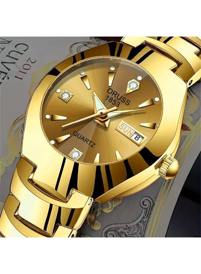 NIBEMINENT ساعة نسائية فاخرة مزينة بالأحجار الكريمة ساعة كوارتز ذهبية موضة أنالوج تقويم ساعة معصم ساعة تاريخ - Image 4