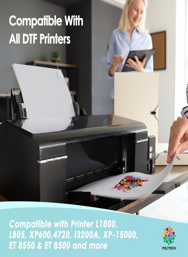Polytech DTF Transfer Film, A4 (8.5 x 11) 100 Sheet, Premium DTF Paper, Good Ink Transfer, DTF Film, Compatible with EPSON DTF Printers, Hot Peel - Image 4