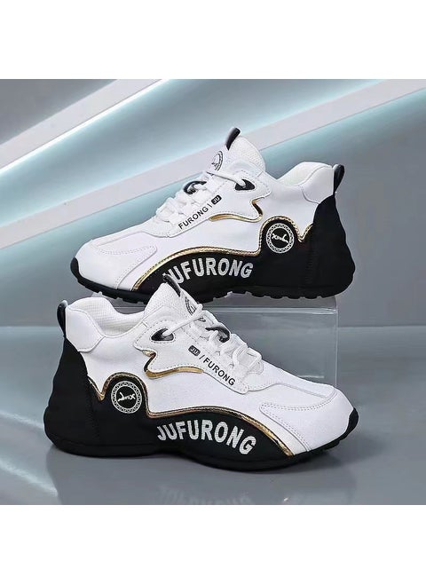 Unisex 2024 Casual Leather Sneakers Breathable Running Shoes white and black