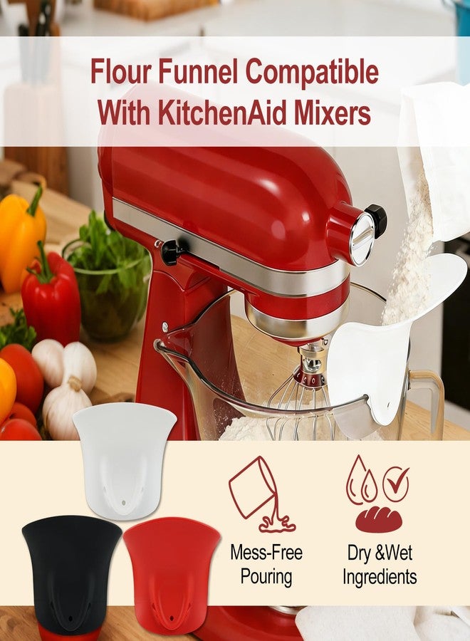 OGNWFUNK Flour Funnel for KitchenAid Mixer - Easy-Clean Silicone Flour Funnel, Anti-Splash Pour Guard Compatible with KitchenAid Tilt-Head Mixers, Universal Fit for Most Stand Mixers, No-Mess Baking Tool,Black - Image 2