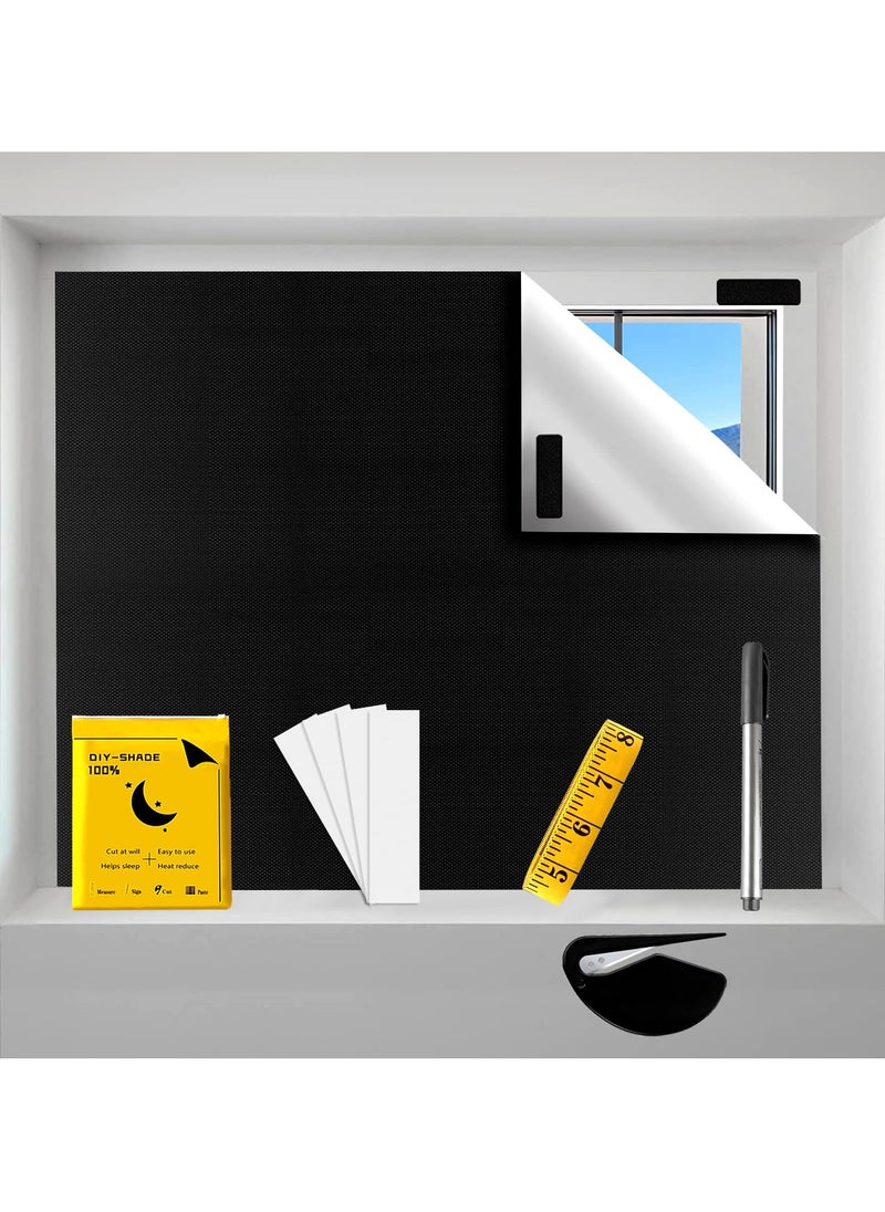 KYD Blackout Blind, Portable Blackout Blinds Stick On Window No Drill, 420D Black Out Fabric Portable Blackout Blinds Blackout Material Blinds Blackout 145 * 200cm  - Image 1