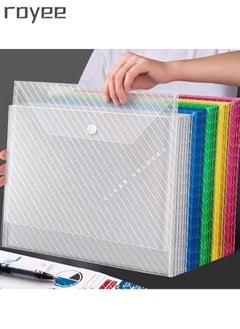 Royee File Folders, 10 PCS Plastic Envelopes, Plastic Folders, A4 Document Folder, File Folder Clear File Bags Pouch for Learning Business Work Data Information Storage Bag (Mixed Color Style)  - Image 5