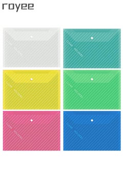 Royee File Folders, 10 PCS Plastic Envelopes, Plastic Folders, A4 Document Folder, File Folder Clear File Bags Pouch for Learning Business Work Data Information Storage Bag (Mixed Color Style)  - Image 2