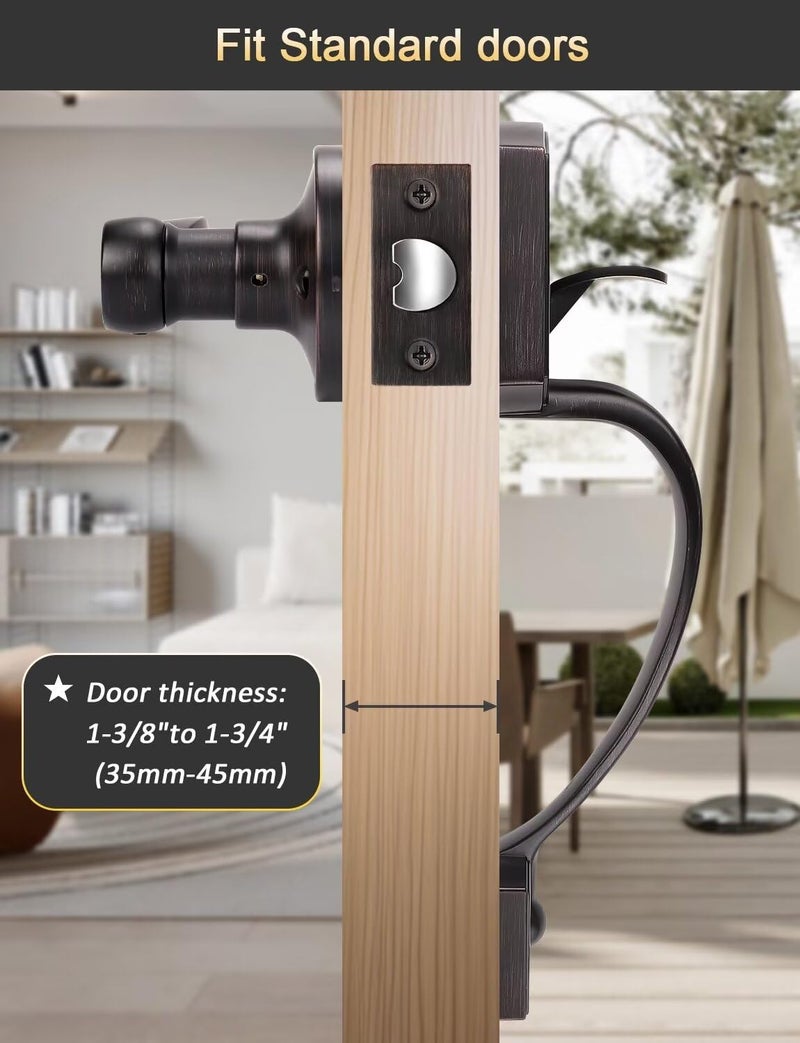 Tinewa Camelot Trim Lower Half Handleset, Oil Rubbed Bronze Finish, Upgated Entry Door Handle with Accent Wave Door Lever for Electronic Keypad with Drop Interior Left Handed Lever - Image 5
