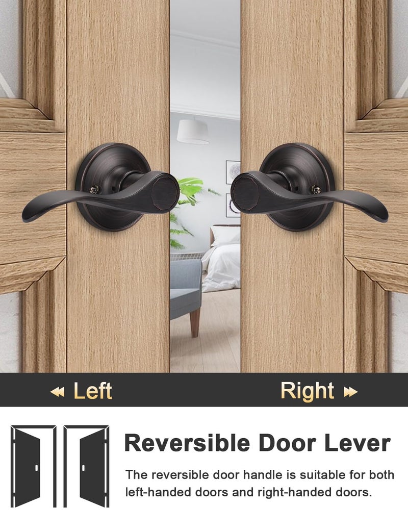 Tinewa Camelot Trim Lower Half Handleset, Oil Rubbed Bronze Finish, Upgated Entry Door Handle with Accent Wave Door Lever for Electronic Keypad with Drop Interior Left Handed Lever - Image 4