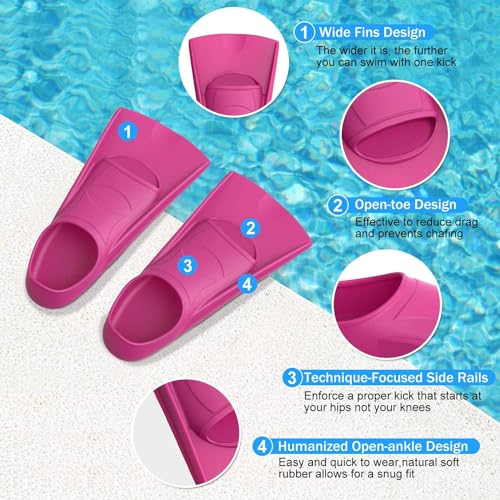 Gintenco Swim Fins, Kids Swim Training Fins for Lap Swimming, Travel Size Flippers with Mesh Bag, Silicone Swimming Fins for Kids Teens Adults Women Men - Image 2