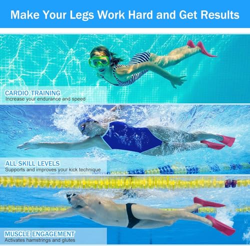 Gintenco Swim Fins, Kids Swim Training Fins for Lap Swimming, Travel Size Flippers with Mesh Bag, Silicone Swimming Fins for Kids Teens Adults Women Men - Image 3