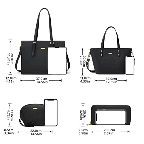 Lovematch Women Fashion Synthetic Leather Handbags Tote Bag Shoulder Bag Top Handle Satchel Purse Set 4pcs - Image 4
