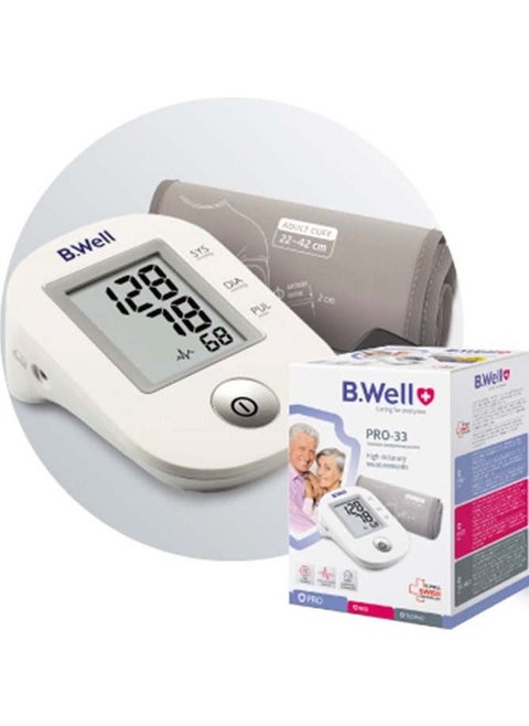 B.Well Swiss PRO-33 Automatic Pressure Monitor | Medium Arm Cuff 22–32cm | Digital Health Device | Accurate Results | Clinically Tested | Home Use