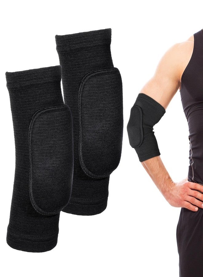 LIQWEI 1 Pair Volleyball Elbow Pads, Black Arm Brace Ventilate Sport Elbow Protector Strap, Breathable Elbows Pads Arm Pad With Padded Soft Support Cushion for Men and Women Basketball - Image 1