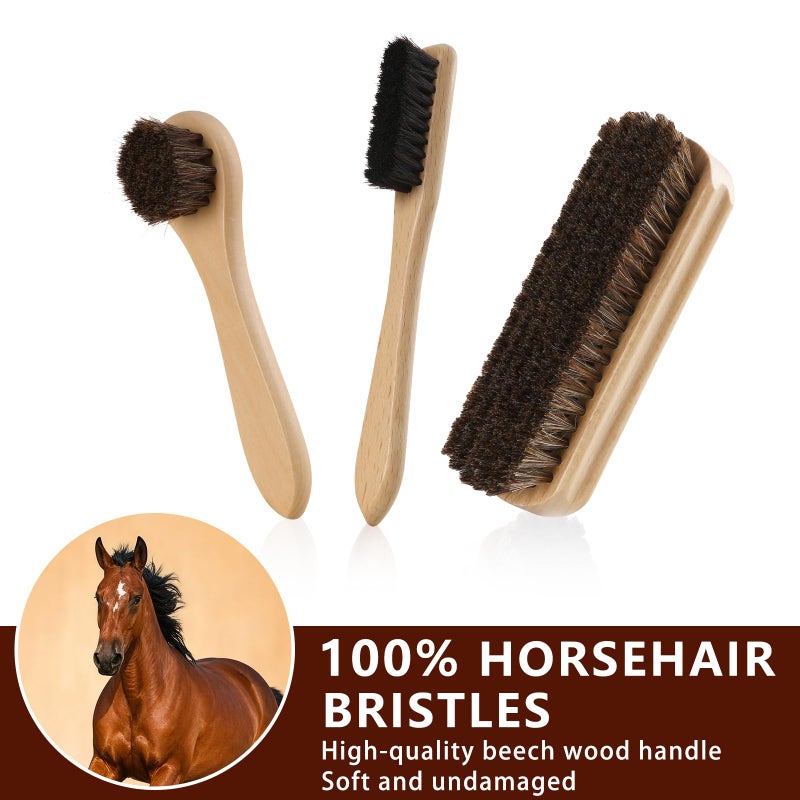 Awaydol 10 PCS Shoe Care Kit - Horsehair Brushes, Black Brown Neutral Polish,Mink Oil Conditioner for Shoes,Polishing Cloth, Leather Boots Shine Care Kit ï»¿Gift for Men Cowboy Husband Dad ï»¿ - Image 2