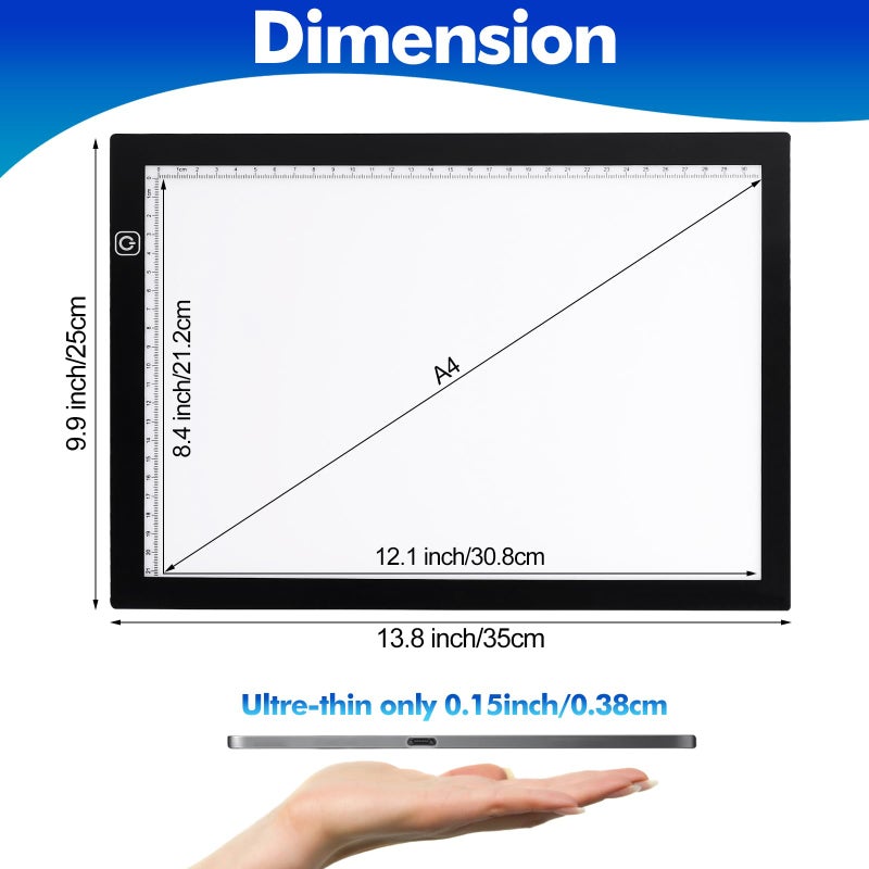 Dorhui A4 Light Pad for Weeding Vinyl, LED Copy Board Light Tracing Box Ultra-Thin Adjustable USB Power for Vinyl Weeding Tools, Silhouettes, Cameos, HTV - Image 2