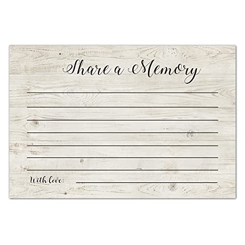 TENTADO Share A Memory Cards, 50 Rustic Wood Cards and Sign for Wedding, Birthday, Celebration of Life, Funeral, Retirement, Graduation, Life Memories, Guest Book Alternative Advice Game. - Image 1