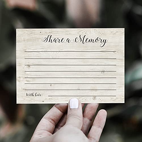 TENTADO Share A Memory Cards, 50 Rustic Wood Cards and Sign for Wedding, Birthday, Celebration of Life, Funeral, Retirement, Graduation, Life Memories, Guest Book Alternative Advice Game. - Image 3