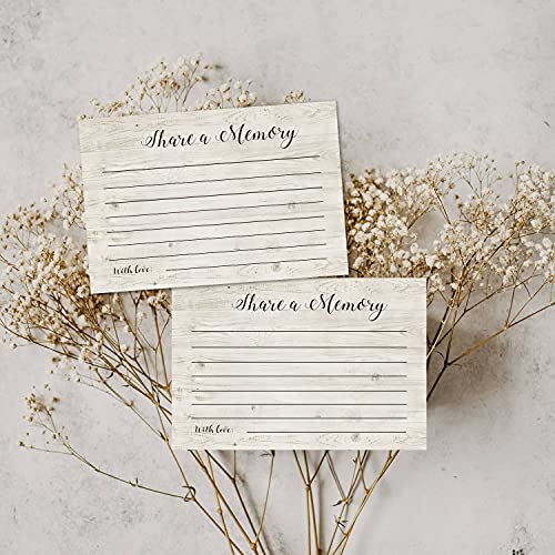 TENTADO Share A Memory Cards, 50 Rustic Wood Cards and Sign for Wedding, Birthday, Celebration of Life, Funeral, Retirement, Graduation, Life Memories, Guest Book Alternative Advice Game. - Image 2
