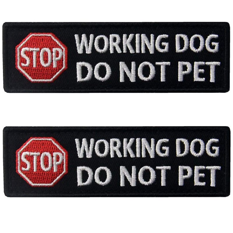 Service Dog Working Do Not Pet Tactical Military Badge Emblem Embroidered Patches Appliques with Fastener Hook and Loop Backing for VestsHarnesses 393 x 118 Inch Bubble of 2PCS