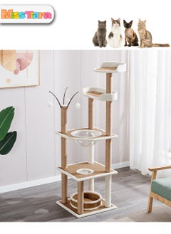 MissTiara Multi-level Cat Tree for Indoor Cats Cat Tree House Tower Sisal Rope Scratching Post Pet Climber Scratcher with Hanging Toy for Adult Cat Kitten Indoor Play Sleeping 164cm  - Image 1