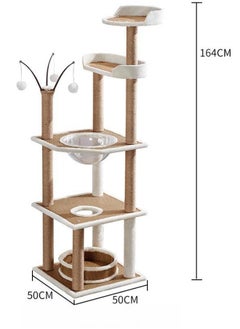 MissTiara Multi-level Cat Tree for Indoor Cats Cat Tree House Tower Sisal Rope Scratching Post Pet Climber Scratcher with Hanging Toy for Adult Cat Kitten Indoor Play Sleeping 164cm  - Image 3