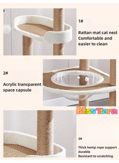 MissTiara Multi-level Cat Tree for Indoor Cats Cat Tree House Tower Sisal Rope Scratching Post Pet Climber Scratcher with Hanging Toy for Adult Cat Kitten Indoor Play Sleeping 164cm  - Image 2