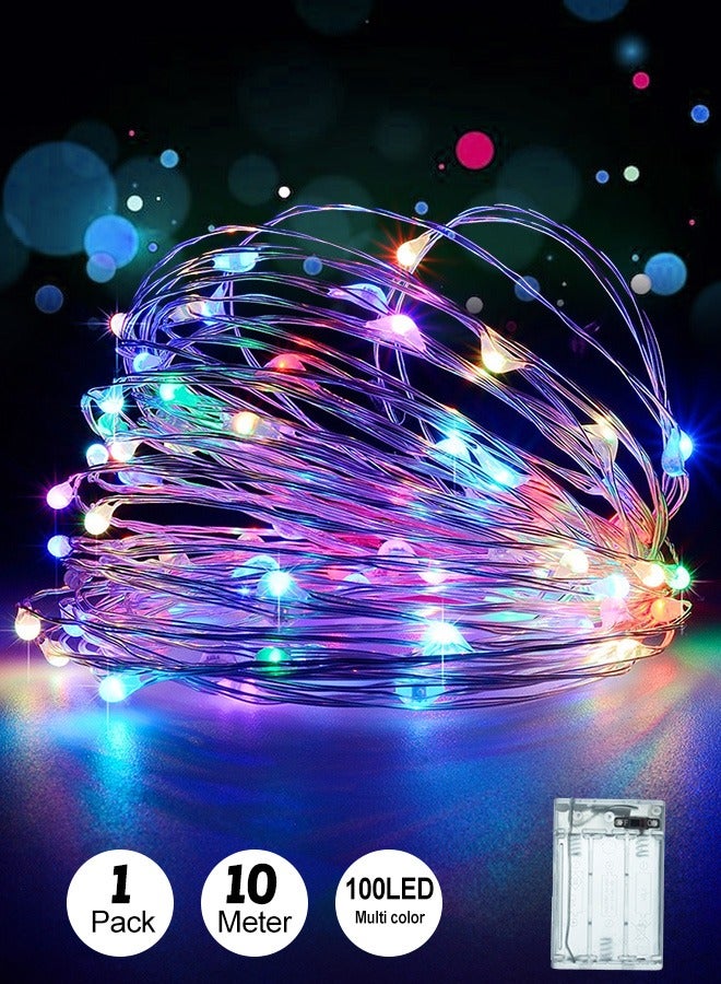 Tersely Fairy Christmas Diwali Ramadan Lights Battery Operated,10M/33ft/100LED Colourful String Light,Waterproof Battery Case, Indoor Outdoor Lights for Xmas Tree Wedding,Halloween,Party,Garden Decoration(Colourful) - Image 1