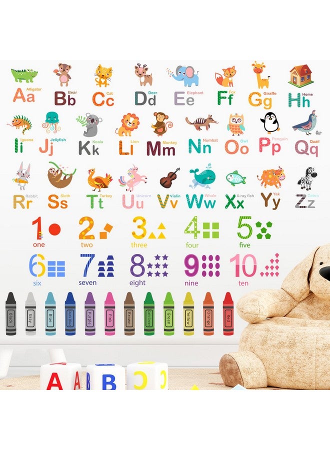 LiveGallery Removable 3D Cartoon Animals Words A-Z Wall Stickers Early Learing Letter 1-9 Wall Decals Peel and Stick Education Color Cognition Wall Decor for Nursery Little Girls Kids Bedroom Classroom - Image 3